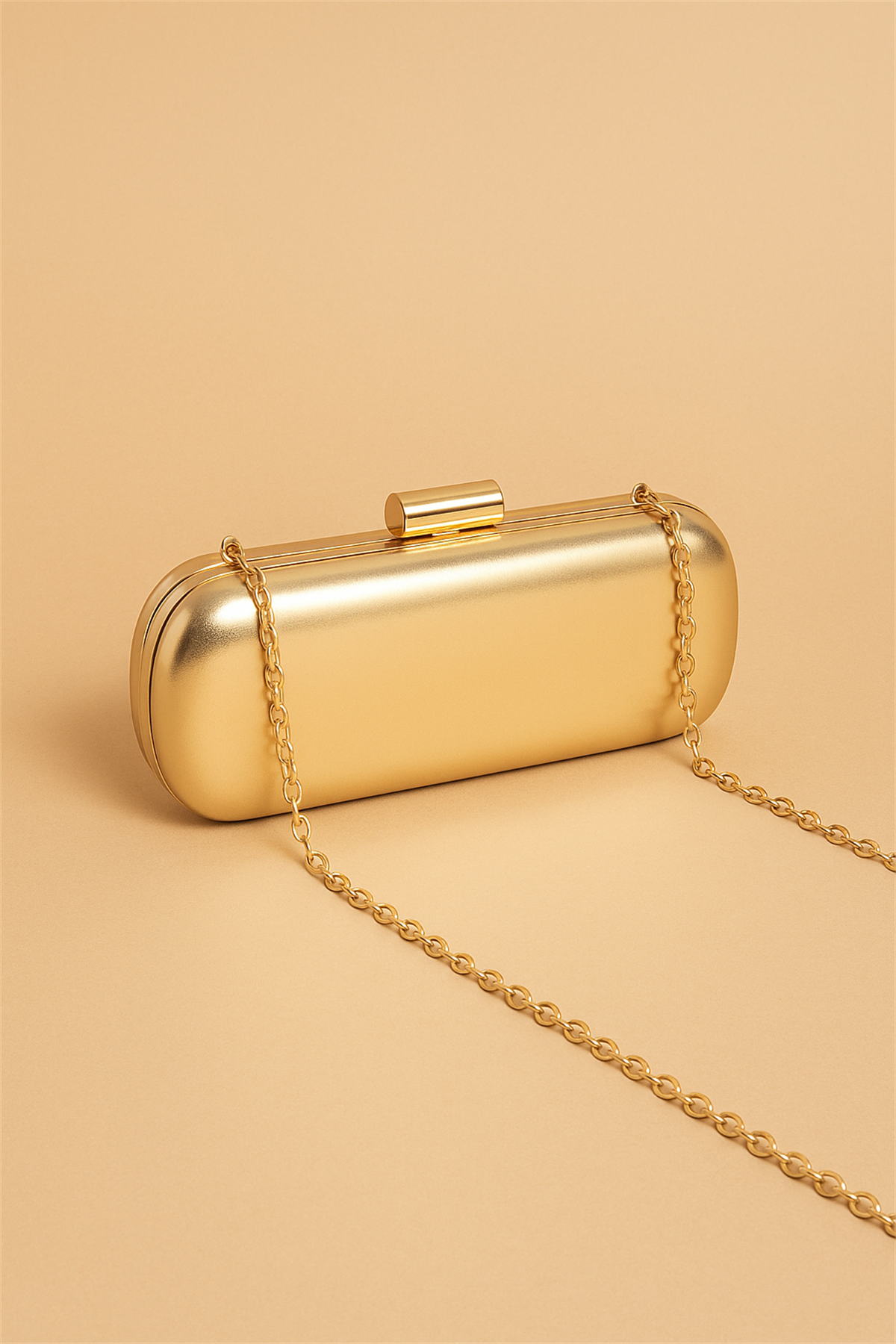 Gold Metalik Gold Kapaklı Clutch Abiye Çanta