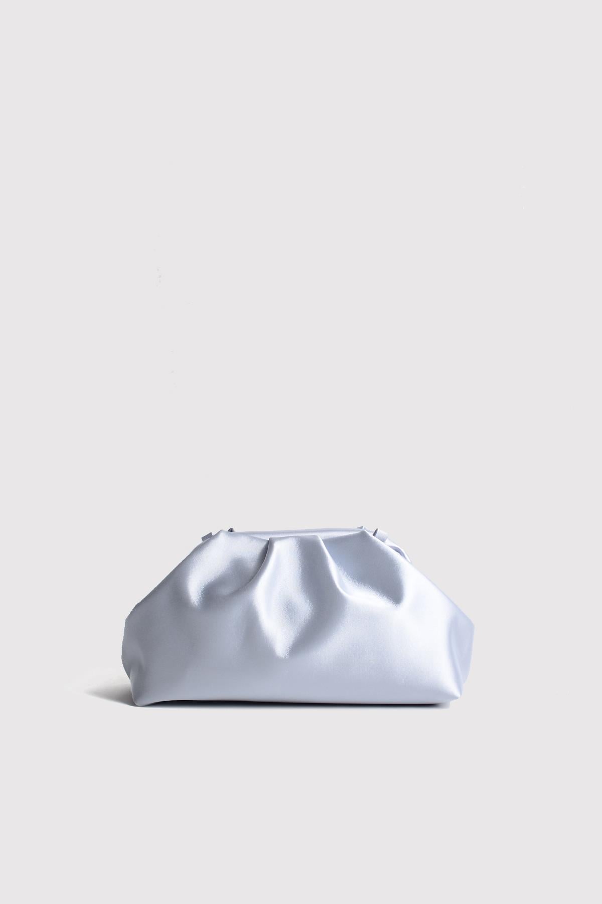 Gümüş Kadın Saten Clutch Abiye Çanta