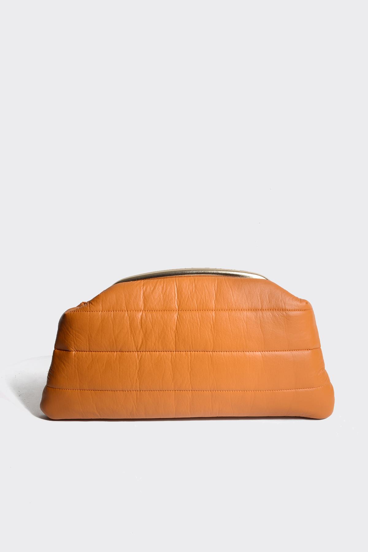 Hardal Kadın Şişme Puf Clutch Çanta
