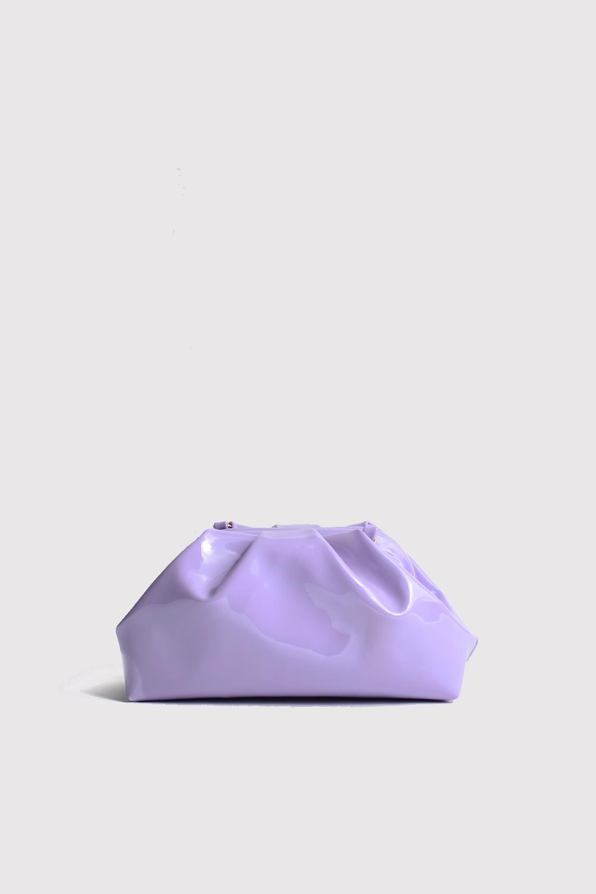 Lila Kadın Rugan Deri Clutch Abiye Çanta