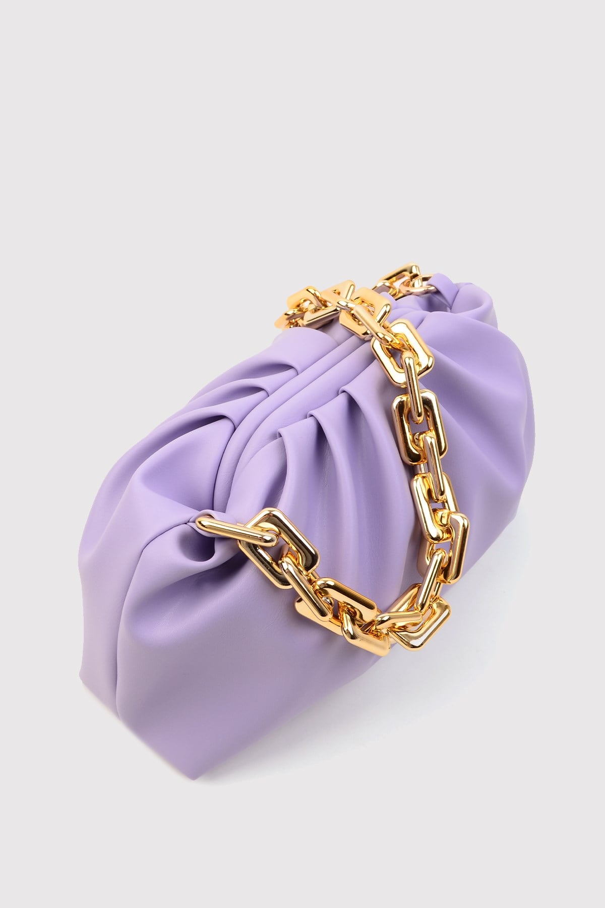 Lila Pouche Gold Zincirli El ve Omuz Çantası