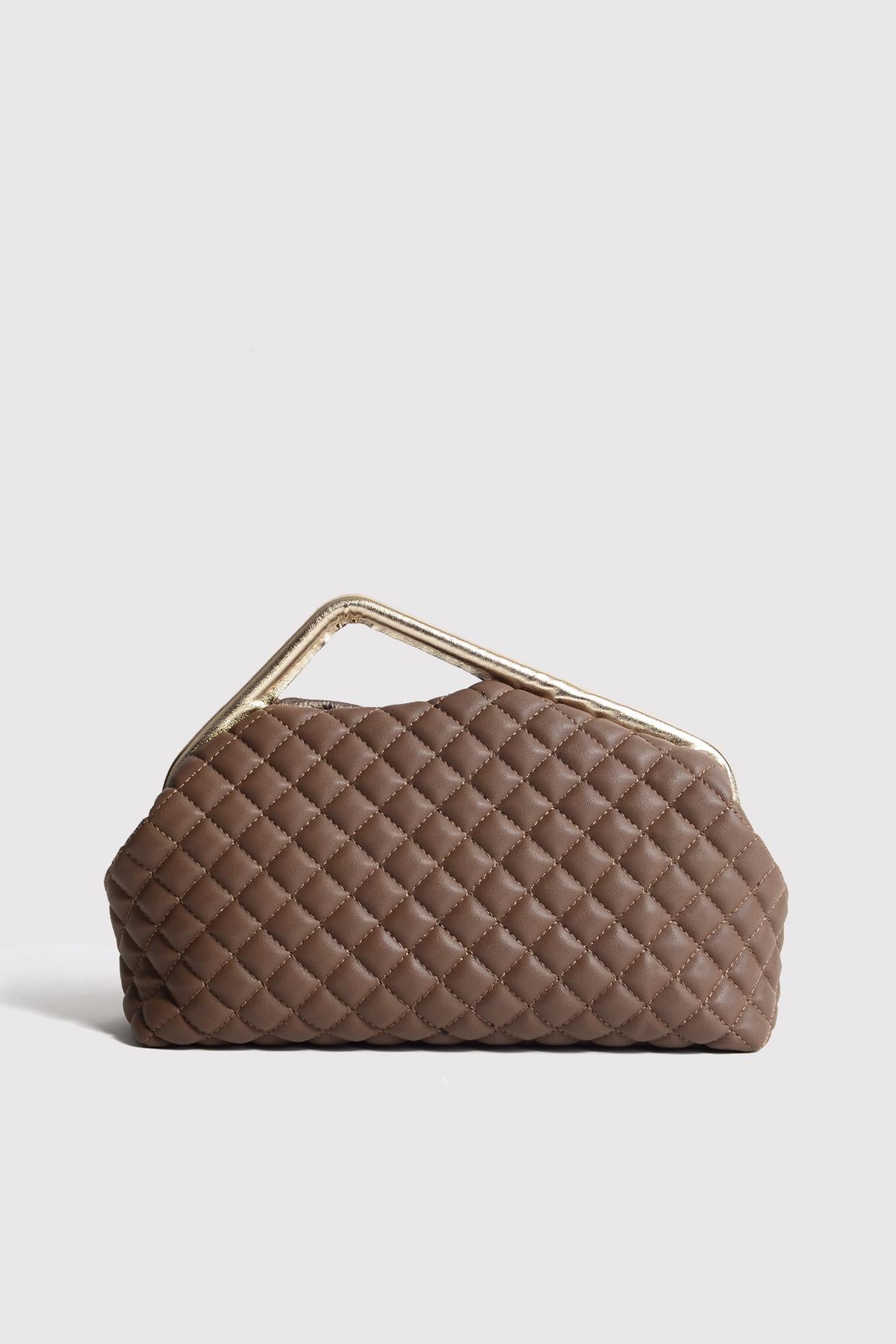 Toprak Kapitone Clutch Portföy Çanta