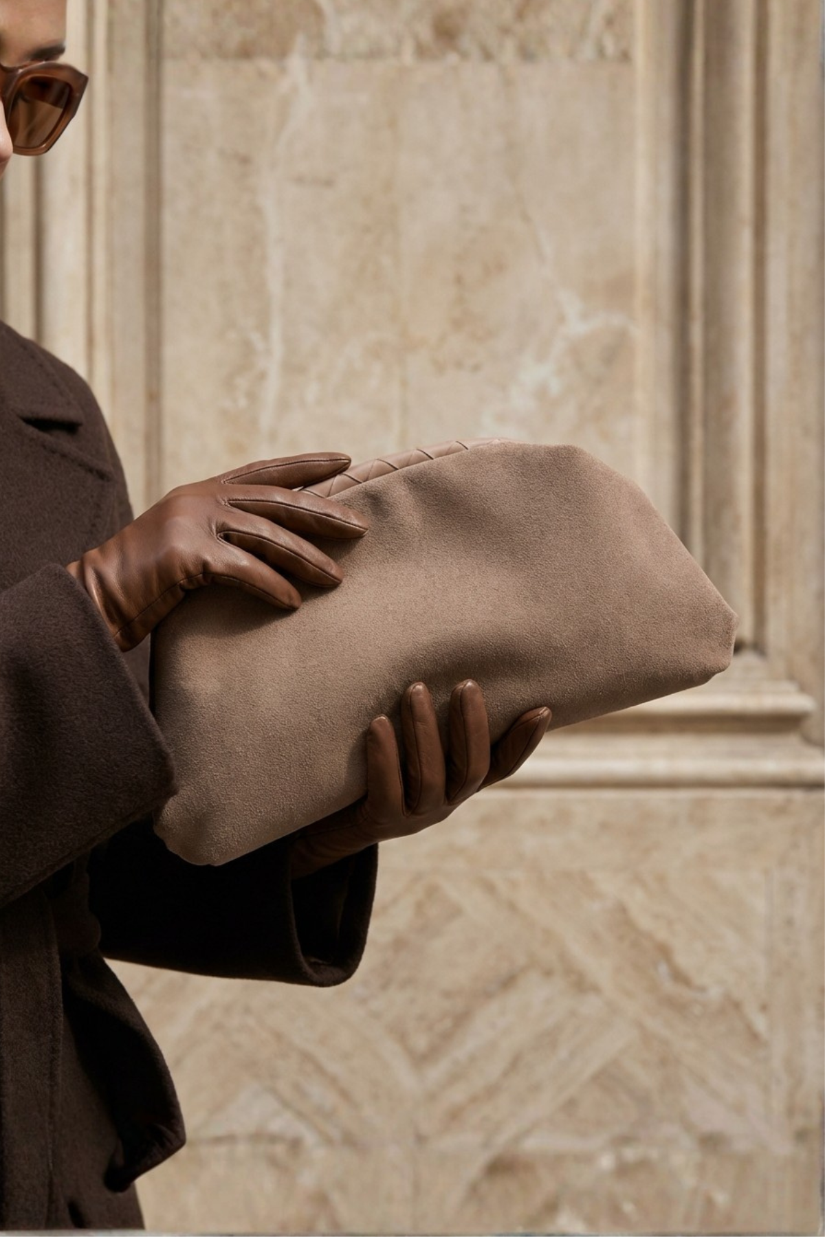 Vizon Süet Deri Portföy Clutch Çanta