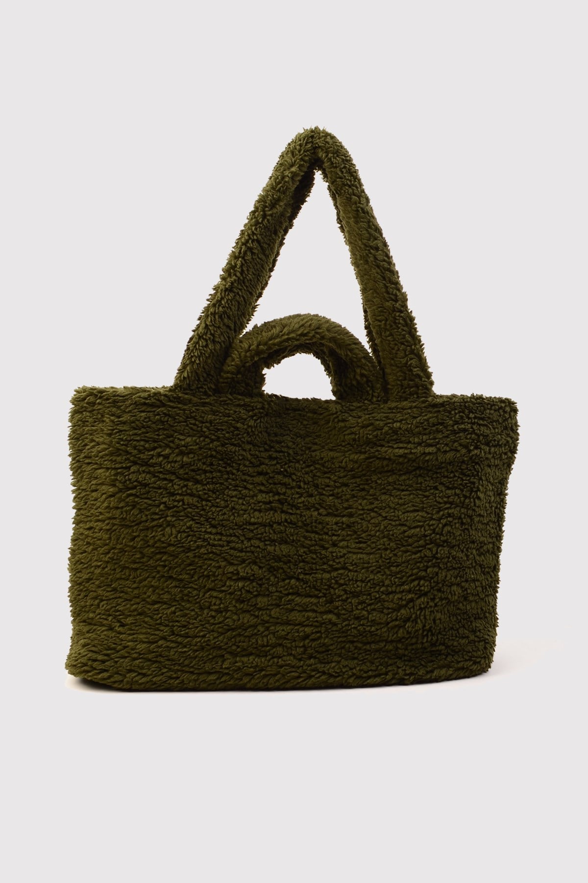 Yeşil Shopper Peluş El ve Omuz Çantası
