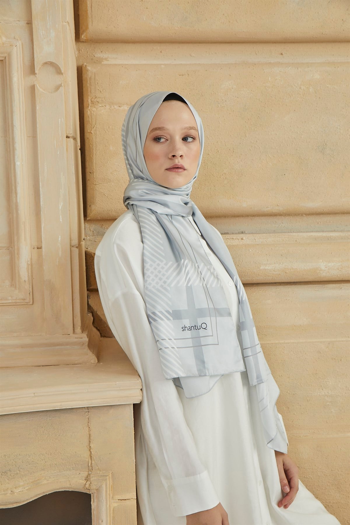 SHANTUQ TWILL ŞAL CLASSY DESEN-GÜMÜŞ