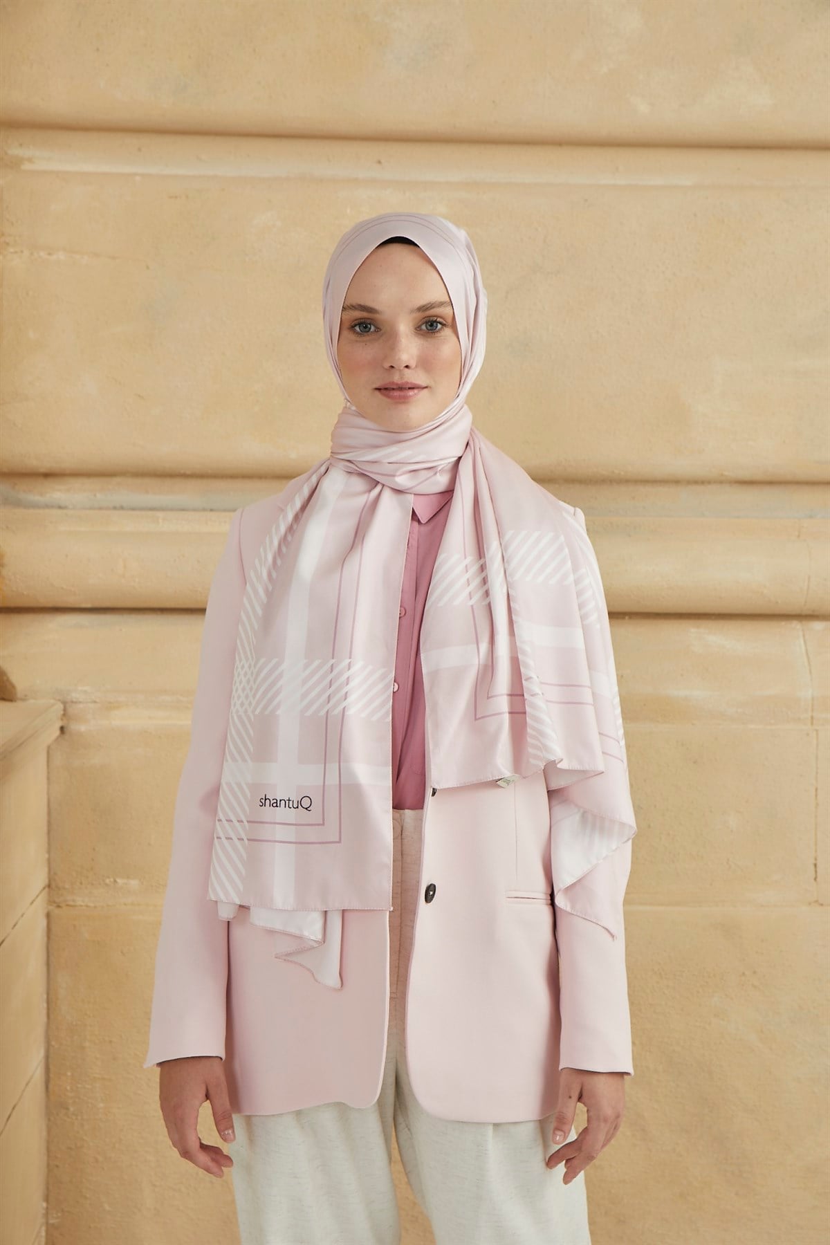 SHANTUQ TWILL ŞAL CLASSY DESEN-PEMBE-2