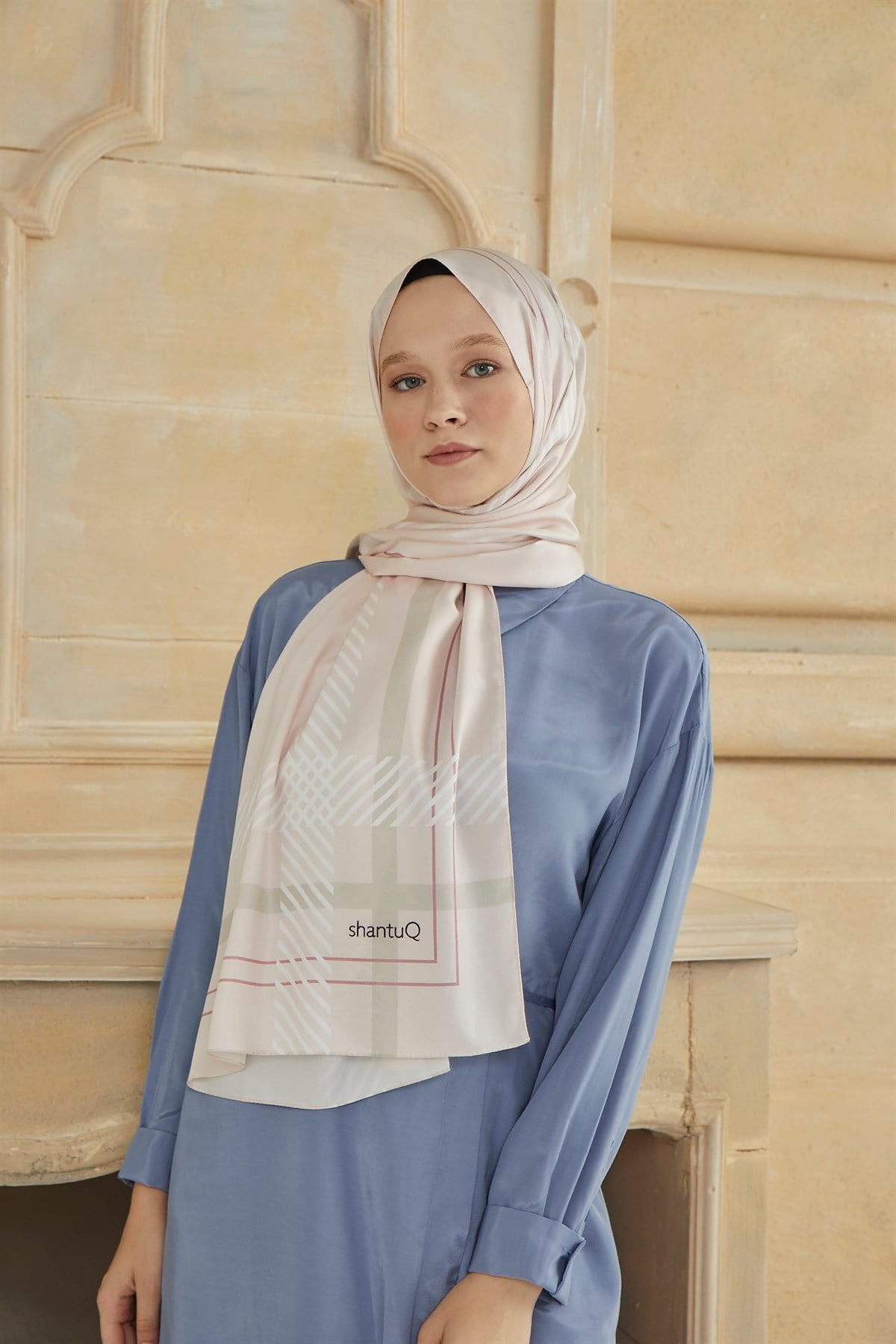 SHANTUQ TWILL ŞAL CLASSY DESEN-PUDRA-2