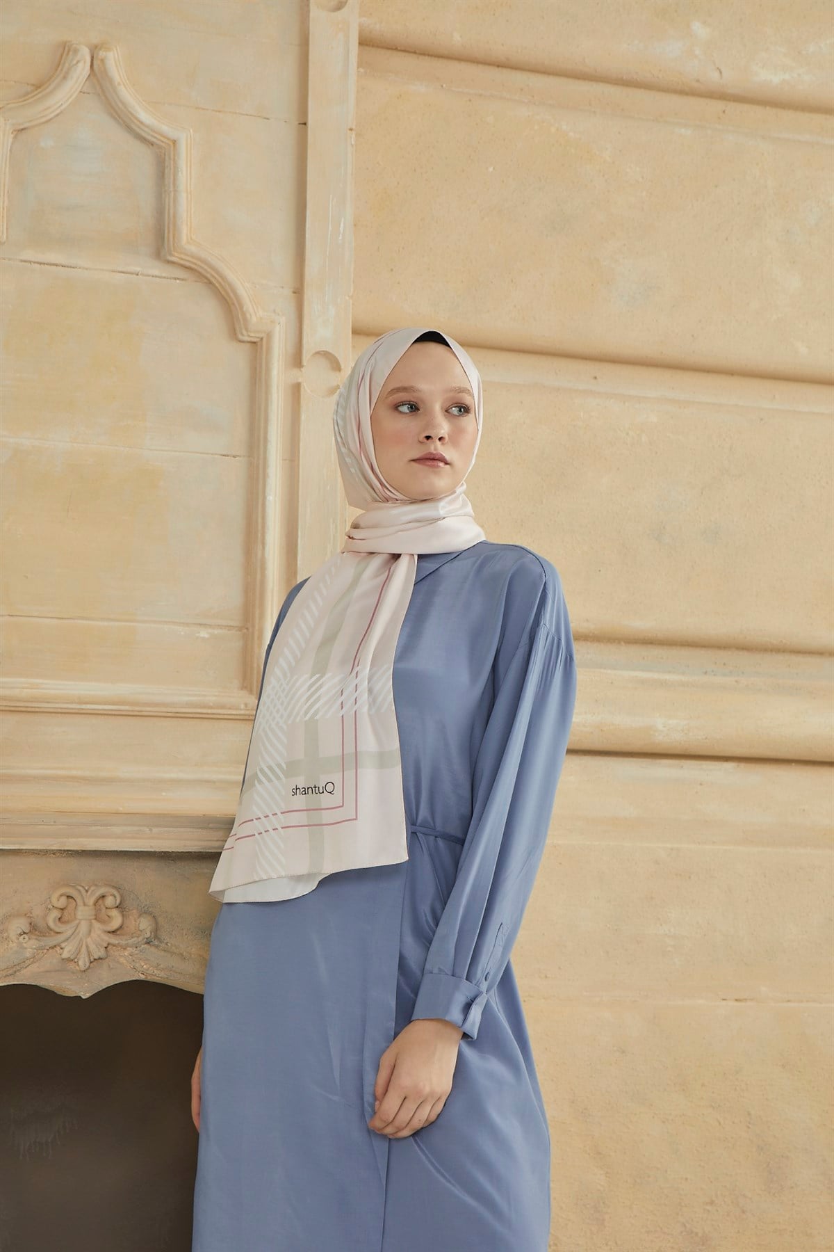 SHANTUQ TWILL ŞAL CLASSY DESEN-PUDRA-2