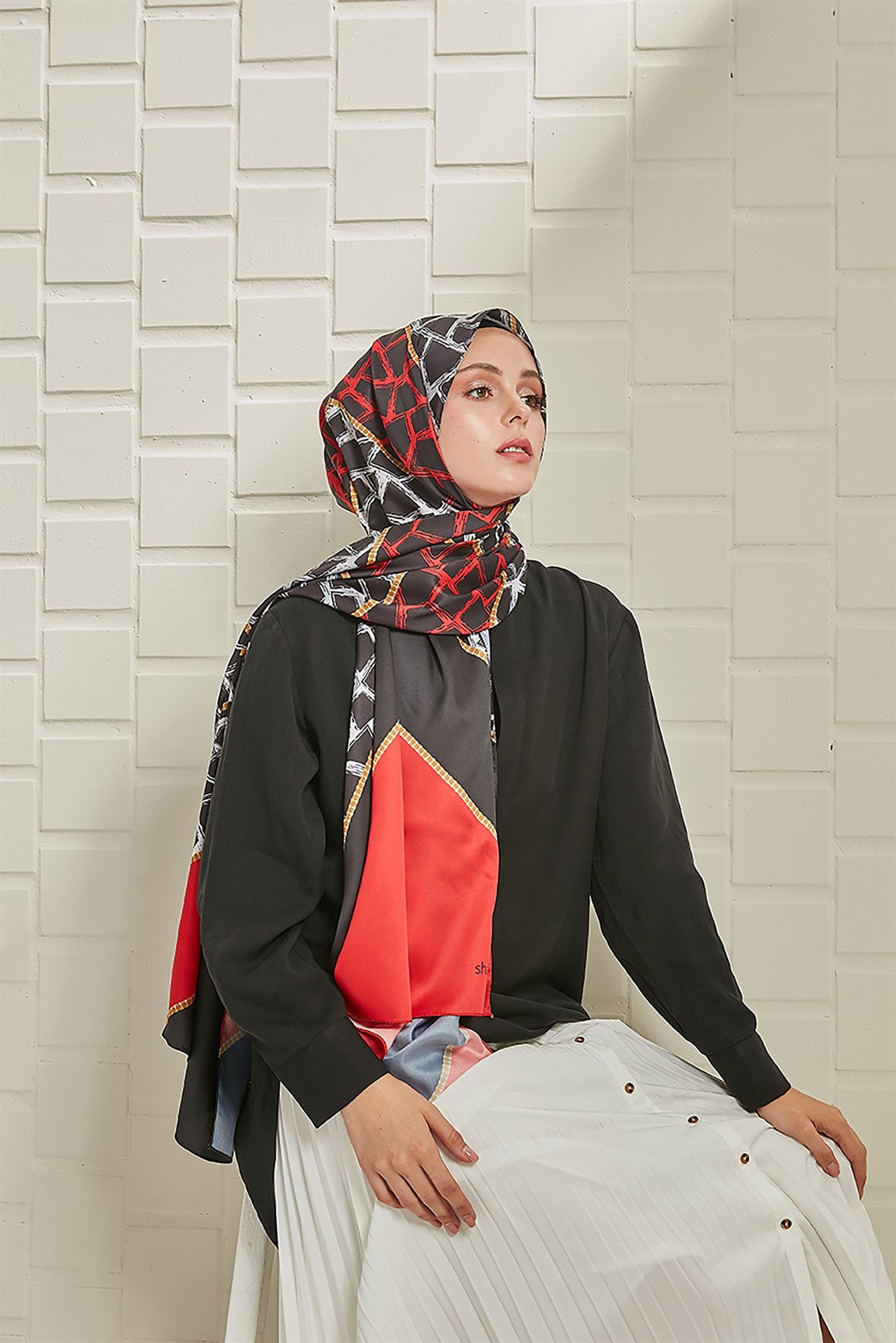 SHANTUQ TWİLL ŞAL PARÇALI DESEN-KIR-SYH