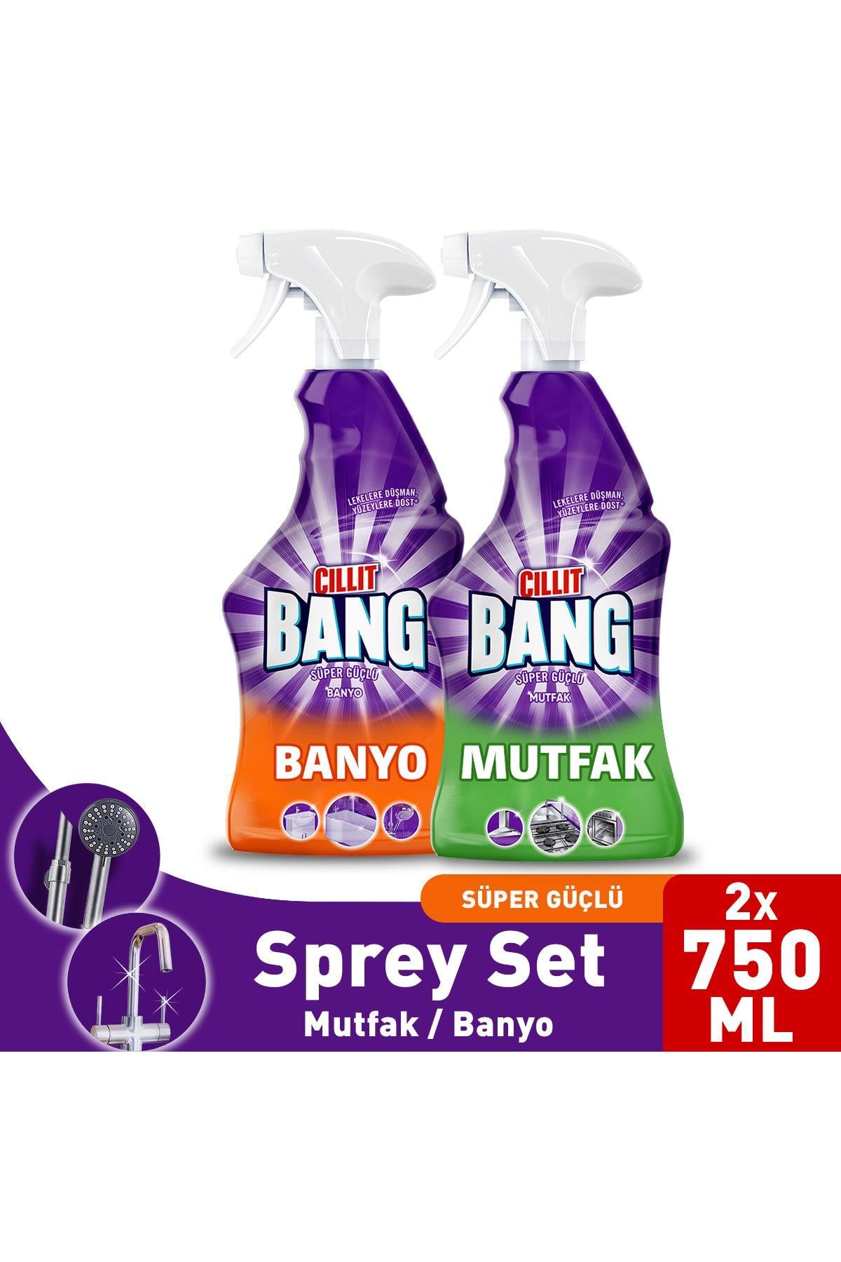 Banyo Ve Mutfak Temizleyici Yağ Çözücü Ve Kireç Sökücü Sprey Set (2X750 ML)