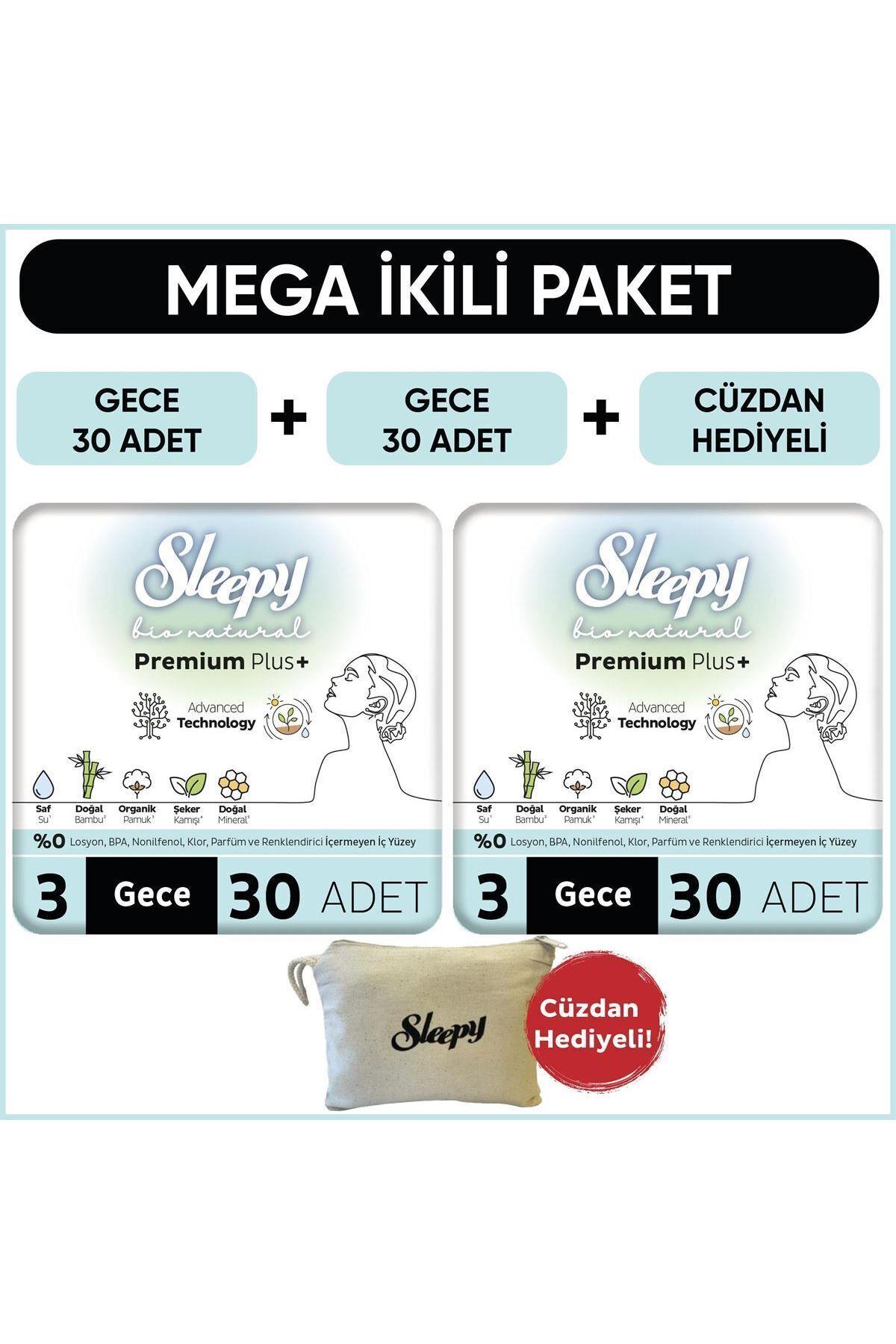 Bio Natural Premium Plus Hijyenik Ped Mega Paket Gece 30X2 (60 Adet)
