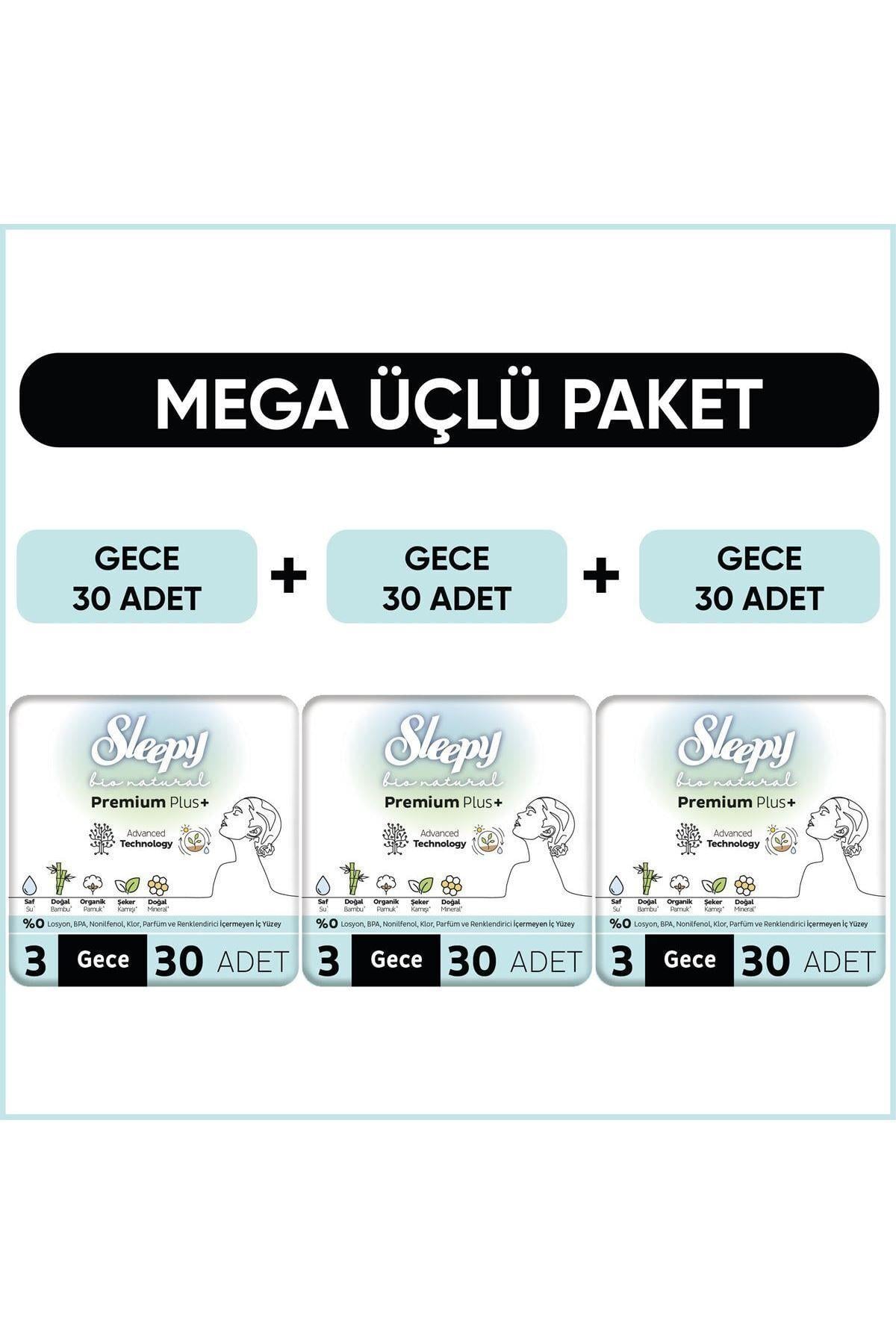 Bio Natural Premium Plus Hijyenik Ped Mega Paket Gece 30X3 (90 Adet)