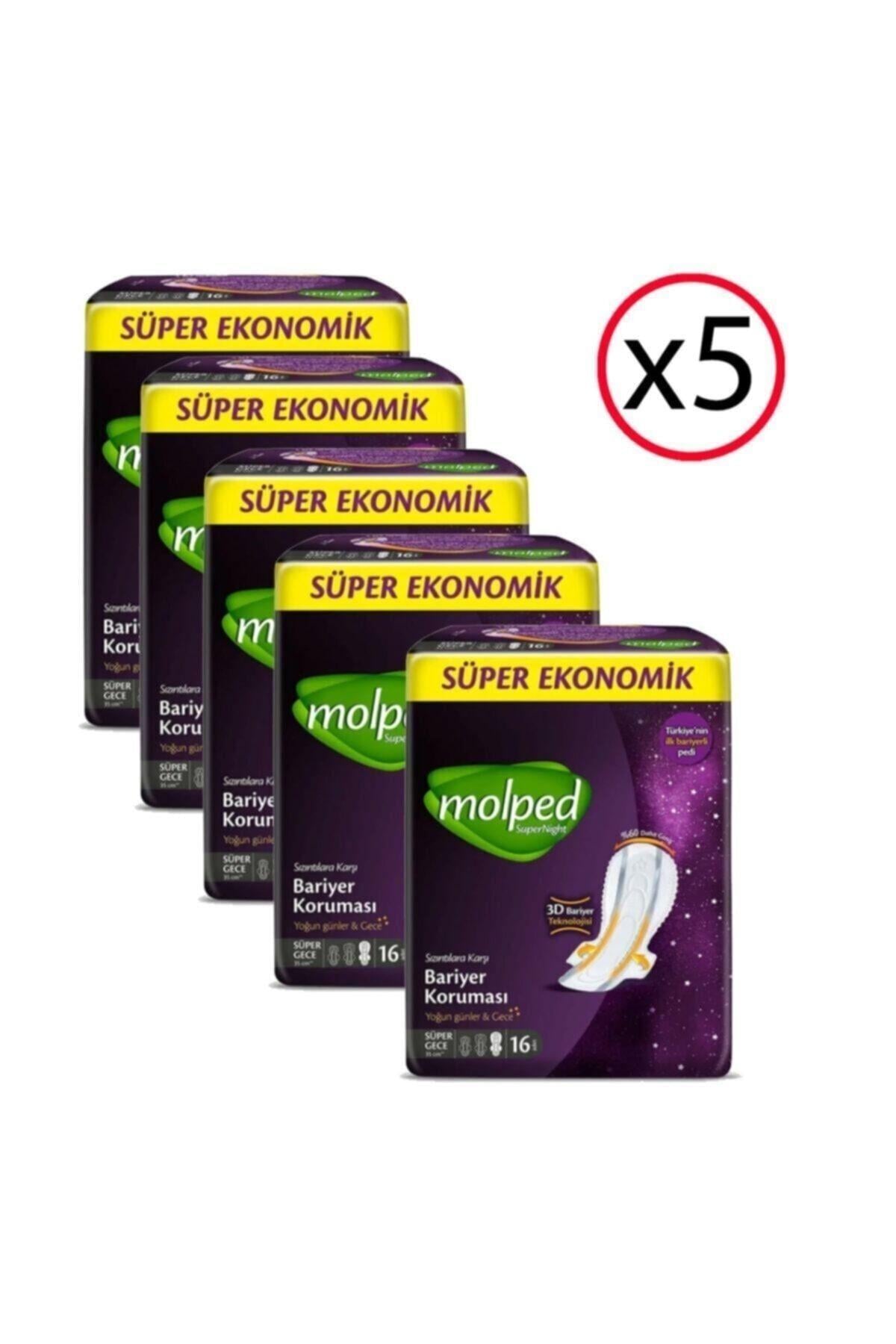 Supernight Hijyenik Ped Süper Gece Ekonomik 16'lı 5 Adet