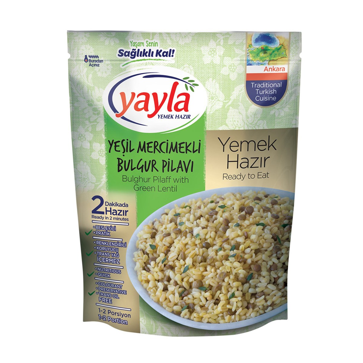 YAYLA YESIL MERCIMEKLI BULGUR PILAVI 250 GR