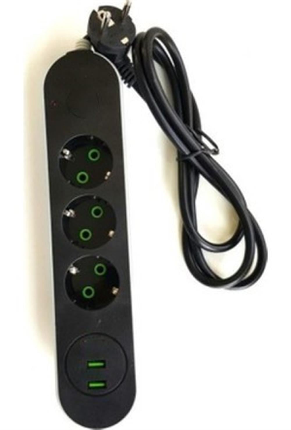 ARS 3 Lü 5 mt USB Topraklı Grup Priz Siyah 348330Anahtar PrizlerARS T1.GUP.TP.01.0.084-Y-26124
