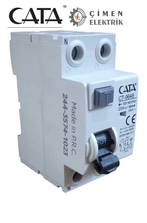 CATA CT 9648 2X25A 30mA 6kA Monofaze Kaçak Akım RölesiCATA CT 9648 2X25A 30mA 6kA Monofaze Kaçak Akım RölesiKaçak Akım RöleleriCATACT-9648-26832