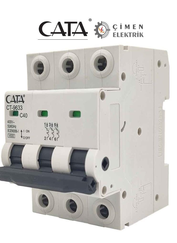 CATA CT 9633 3X40A C TİPİ 4.5 kA OTOMATİK SİGORTAOtomatik SigortalarCATACT-9633-26845
