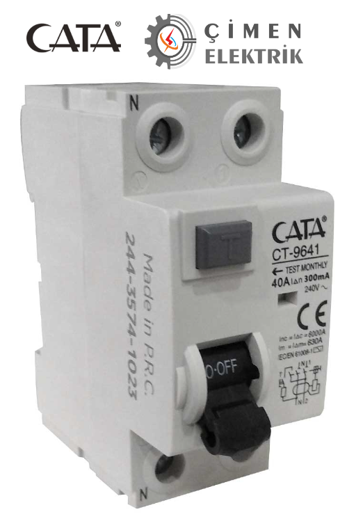 CATA CT 9641 2X40 300ma Monofaze Kaçak Akım Rölesi 6kAOtomatik SigortalarCATACT-9641-26807