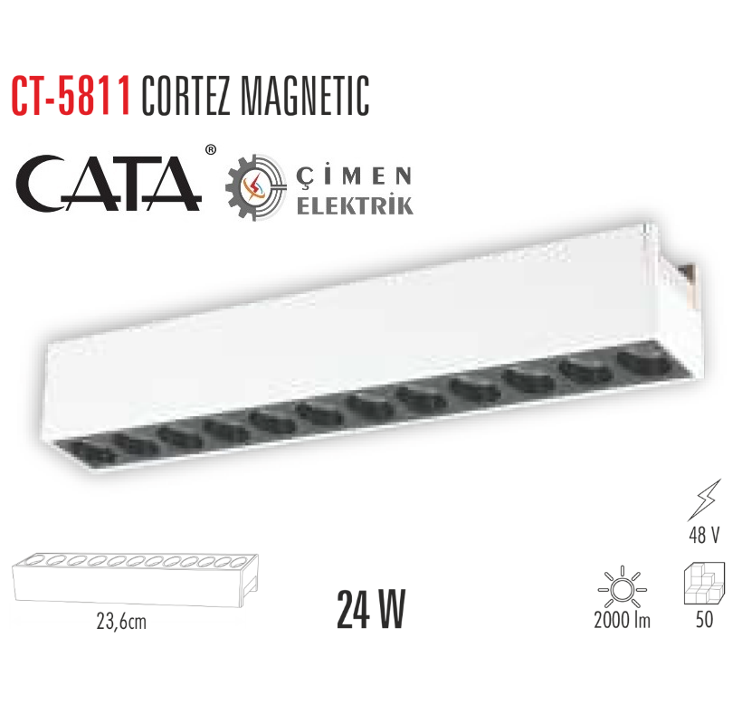 CATA CT 5811 24W Cortez Magnetc Spot 3200K GünışığıCATA CT 5811 24W Cortez Magnetc Spot 3200K GünışığıRay Spotlar ve RaylarCATACT-5811G-27476
