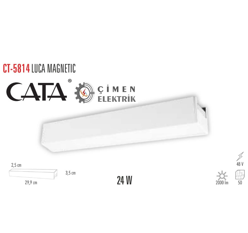 CATA CT 5814 24W Luca Magnetıc Spot 3200K GünışığıCATA CT 5814 24W Luca Magnetıc Spot 3200K GünışığıRay Spotlar ve RaylarCATACT-5814G-27478