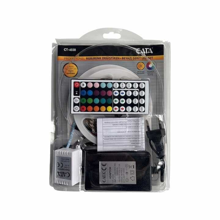 CATA CT 4558 RGB Şerit Led Kumandalı Trafolu Set 220vCATA CT 4558 RGB Şerit Led Set 220V – Kumandalı Trafolu 5 Metre | En Uygun Fiyat cimenelektrik.comŞerit ve Hortum LedlerCATACT-4558-24367