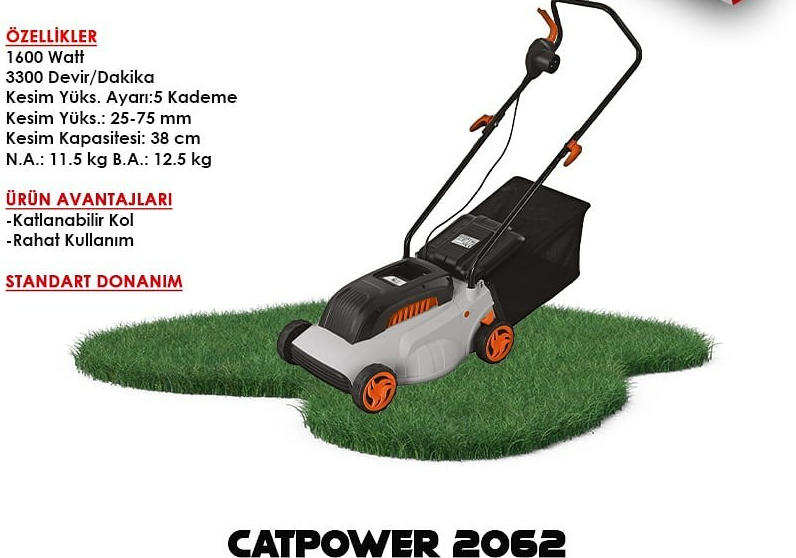 CATPOWER 2062 Elektrikli Çim Biçme Makinası 1600WELEKTRONİKDiğerCATPOWER-2062-25617