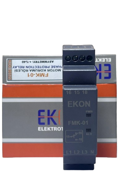 Ekon FMK 98522 01 Motor Koruma Rölesi %40 Sabit Asimetri Faz SırasıEkon MK 01 Motor Koruma Rölesi %40 Sabit Asimetri Faz SırasıZaman Saatleri ve SensörlerEKON98522-23214