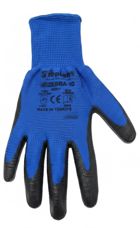 VIO Zebra 2511 Mavi Siyah İş Eldiveni 10XLBoya Slikon Eldiven ELDİVENVIO2511-31421