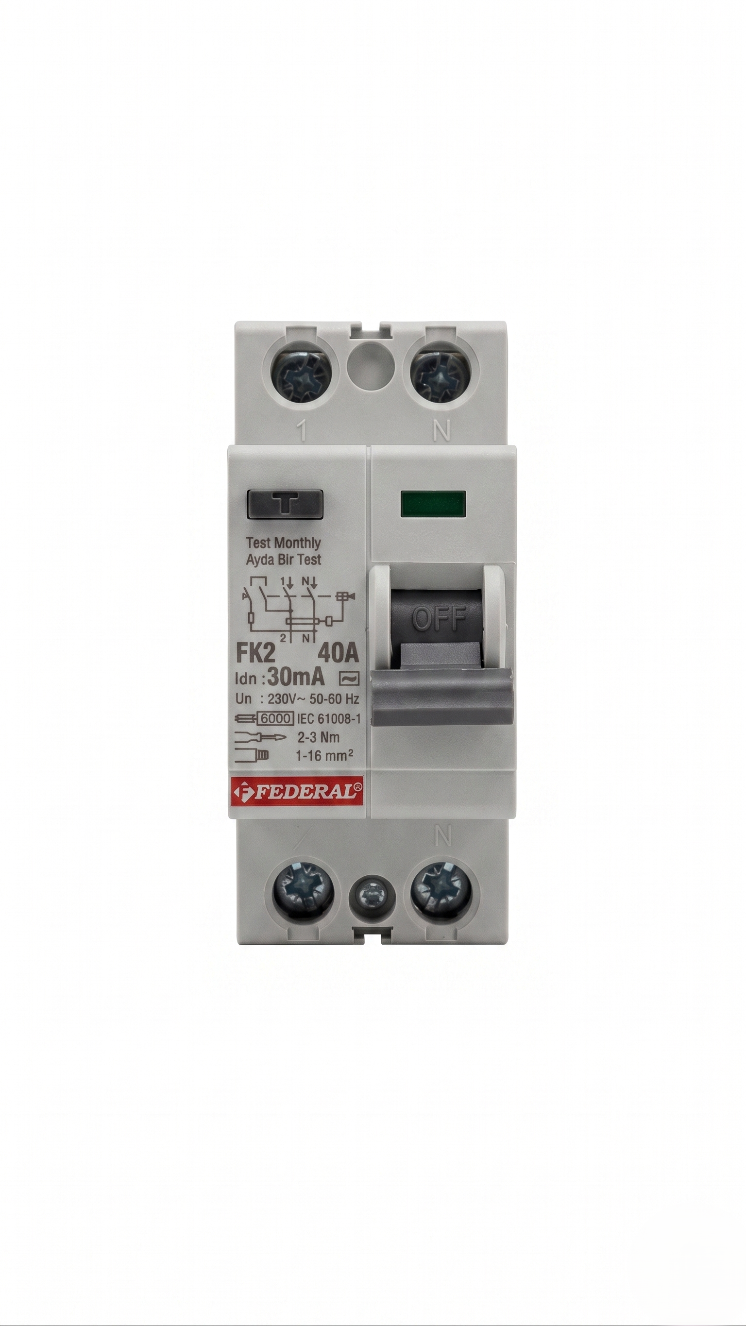 FEDERAL 2X40 A 30mA 6kA Kaçak Akım Rolesi FK2 9FA-H1062-0040Kaçak Akım RöleleriFEDERAL9FA-H1062-0040-31523