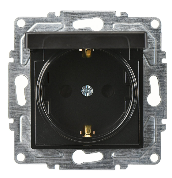 Günsan Eqona Metalik Siyah Topraklı Kapaklı Priz ÇerçevesizAnahtar PrizlerGÜNSAN01403400152117-20073