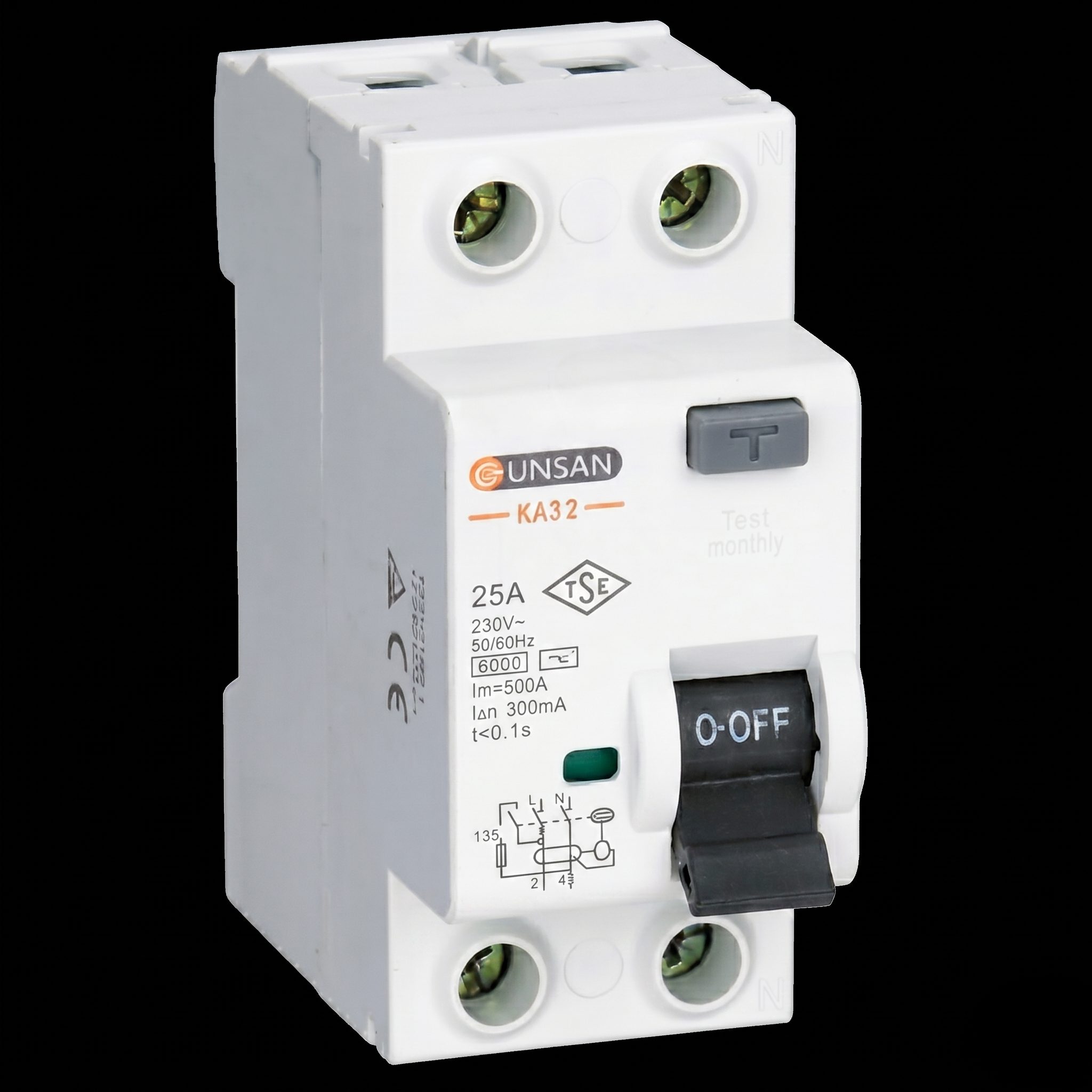 Günsan 2x25A 300Ma Kaçak Akım Rölesi KA32-25/300MaKaçak Akım RöleleriGÜNSANKA32-25/300-27332