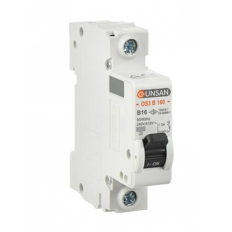 Günsan 1x16A B Tipi 6kA Otomatik Sigorta OS3B160-16Günsan 1x16 A B Tipi 6kA W Otomat SigortaOtomatik SigortalarGÜNSANOS3B160-16-20231