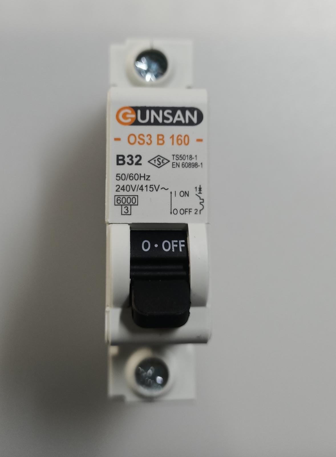 Günsan 1x32A B Tipi 6 kA Otomatik Sigorta OS3B160-32Günsan 1x32A B Serisi 6Ka Otomatik SigortaOtomatik SigortalarGÜNSANOS3B160-32-20233