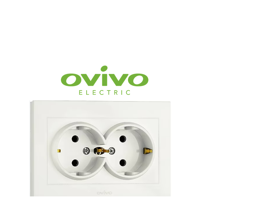 Ovivo Beyaz İkili Topraklı Priz Çerçeveli GranoAnahtar PrizlerOVİVO400-010300-907-26795