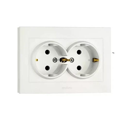 Ovivo Beyaz İkili Topraklı Priz Çerçeveli MinaOvivo Beyaz İkili Topraklı Priz Çerçeveli Mina - cimenelektrik.comAnahtar PrizlerOVİVO401-010300-907-27972