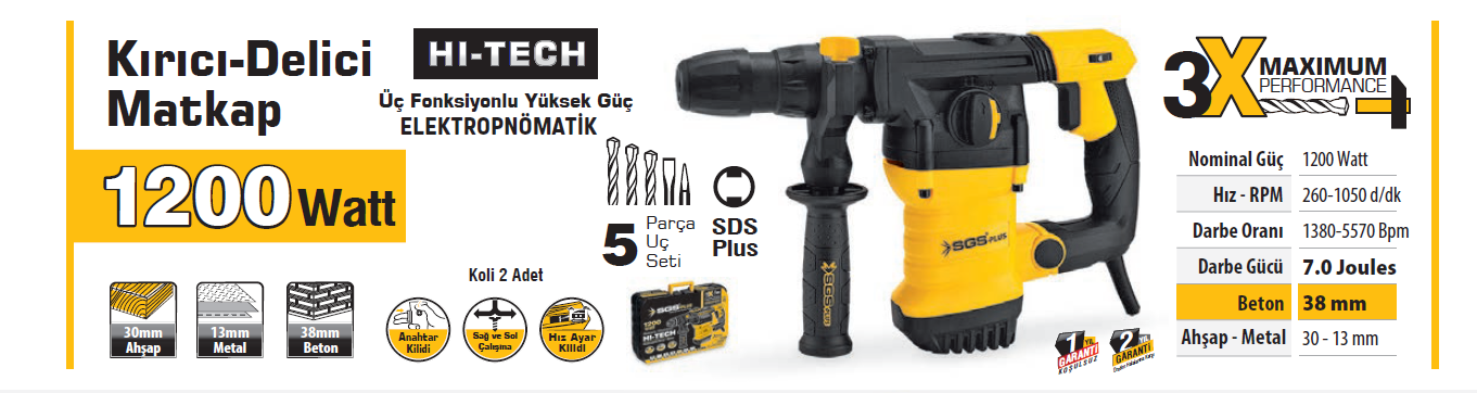 SGS 5178 Kırıcı Delici Hilti Matkap  1200 W 38 mm Matkap ÇeşitleriSGSSGS-5178-26132