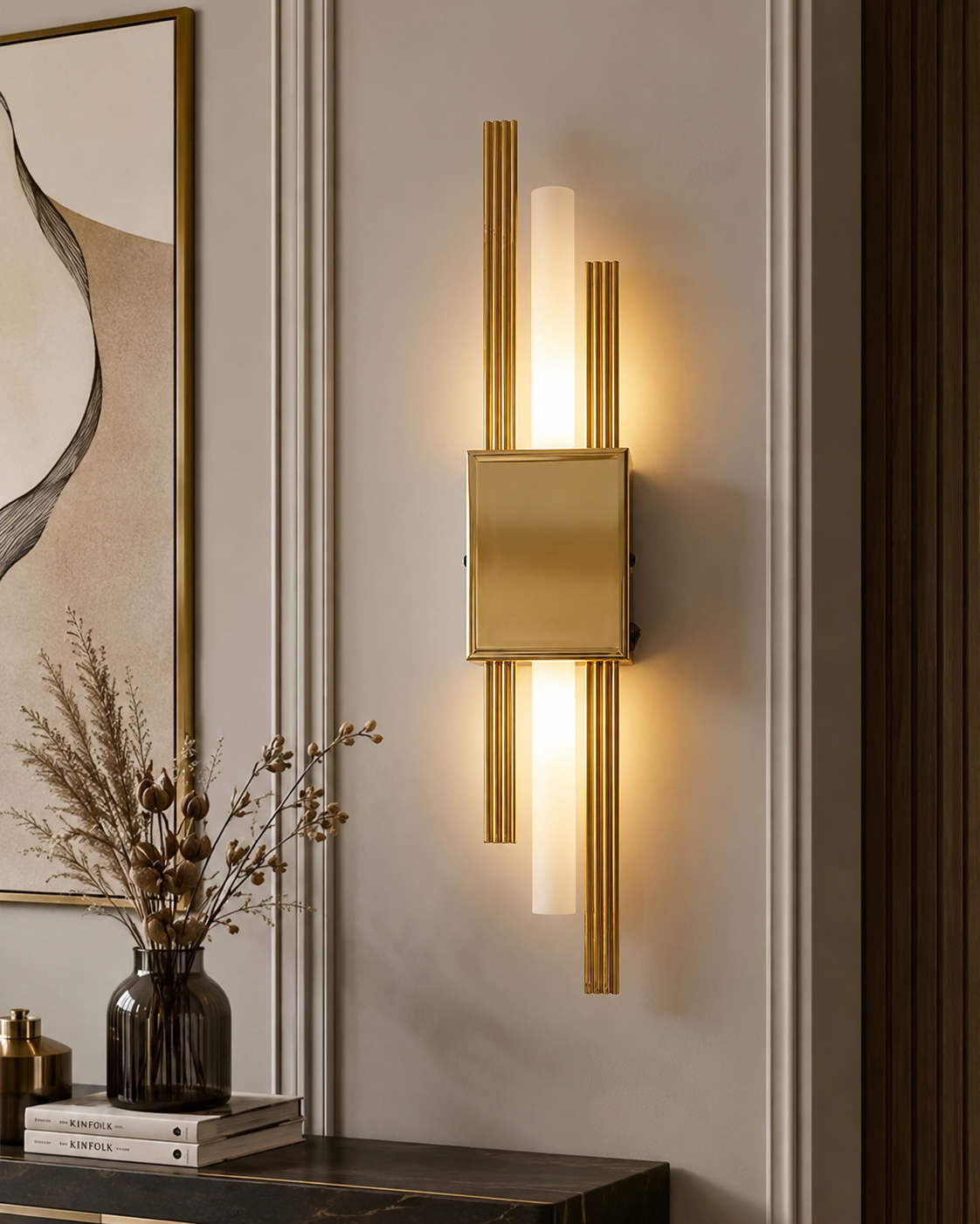 Simetri Gold Kasa Dekoratif Ledli Duvar Aplik Pilli Ve Elektrikli 3200K Gün IşığıLed ApliklerNazariumSİMETRİ-GOLD-31825