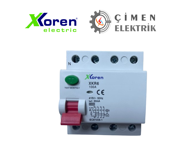 XKOREN 4X100A 30MA 6KA Kaçak Akım RÖLESİ XKR64P-30-100Kaçak Akım RöleleriXKORENXKR64P-30-100-27801