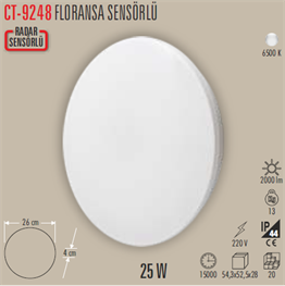 CATA CT 9248 Floransa Radar Sensörlü Led Armatür 6400K Beyaz IşıkSıva Üstü Led SpotlarCATACT-9248-27602