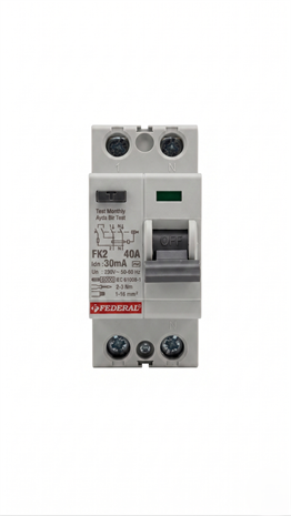 FEDERAL 2X40 A 30mA 6kA Kaçak Akım Rolesi FK2 9FA-H1062-0040Kaçak Akım RöleleriFEDERAL9FA-H1062-0040-31523