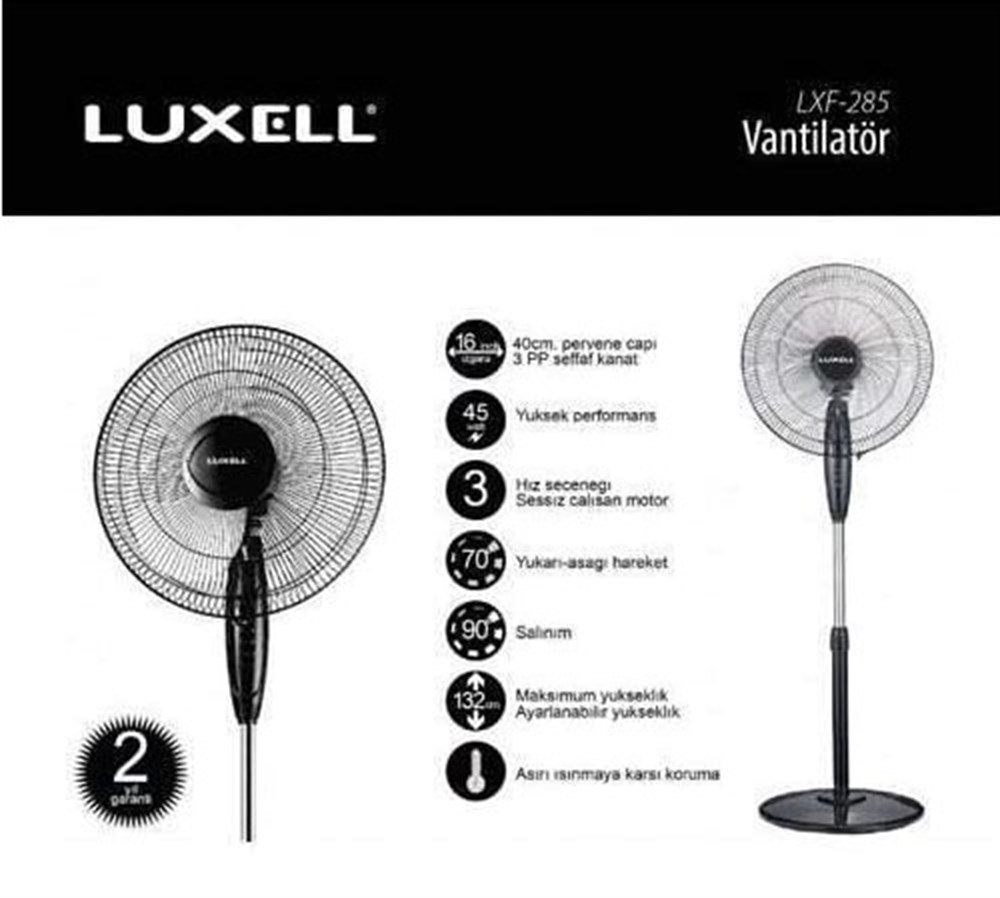 En Uygun Fiyat Garantisiyle Luxell LXF-285 16" 4 Salınımlı Ayaklı Vantilatör  şimdi sadece Çimen Elektrik'te