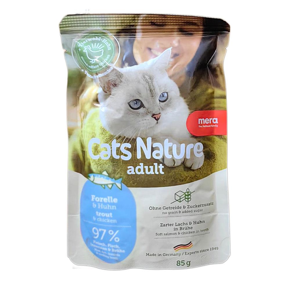  Mera Cats Nature Pouch Tahılsız Alabalıklı Yetişkin Kedi Konservesi 85 gr