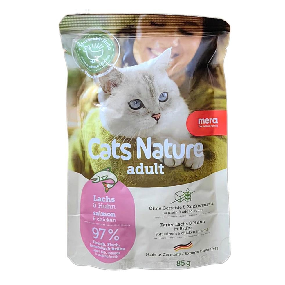  Mera Cats Nature Pouch Tahılsız Somonlu Yetişkin Kedi Konservesi 85 gr