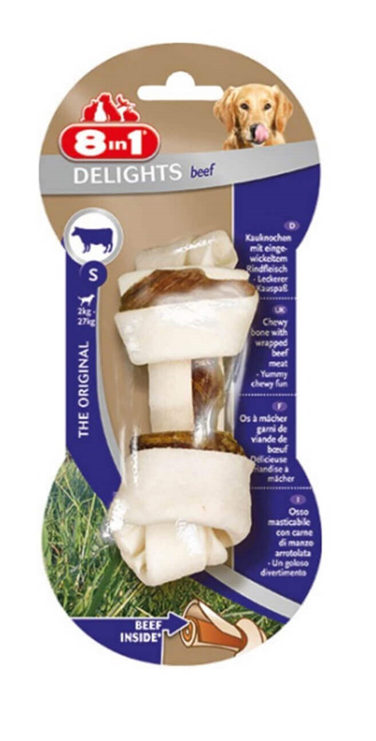 8in1 Delights Bones Biftekli Düğümlü Köpek Kemiği 20cm