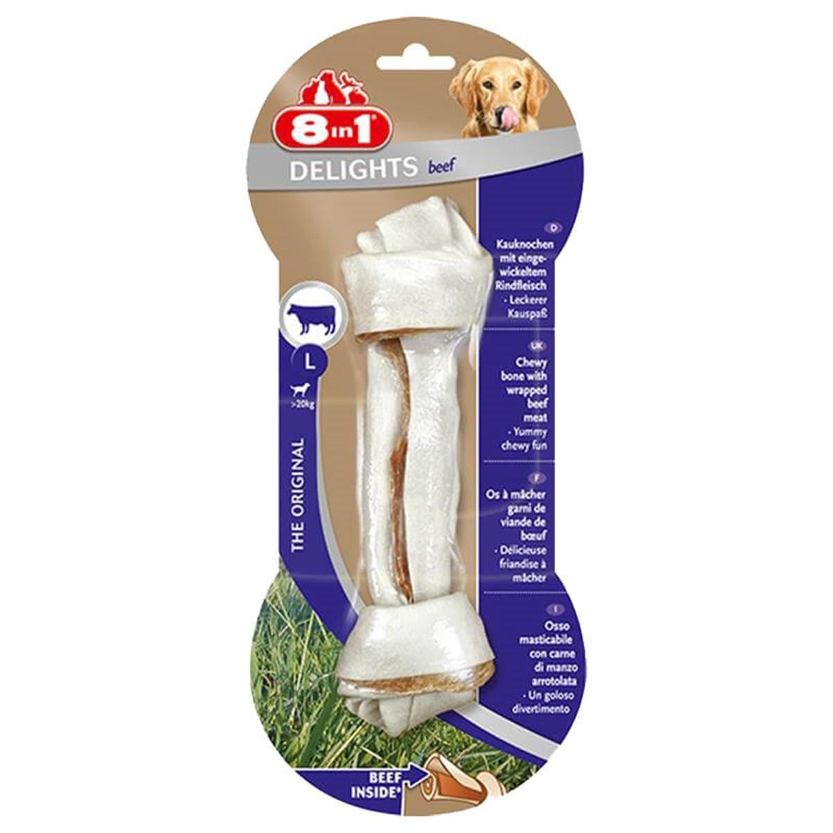 8in1 Delights Bones Biftekli Düğümlü Köpek Kemiği 85 gr X2 adet