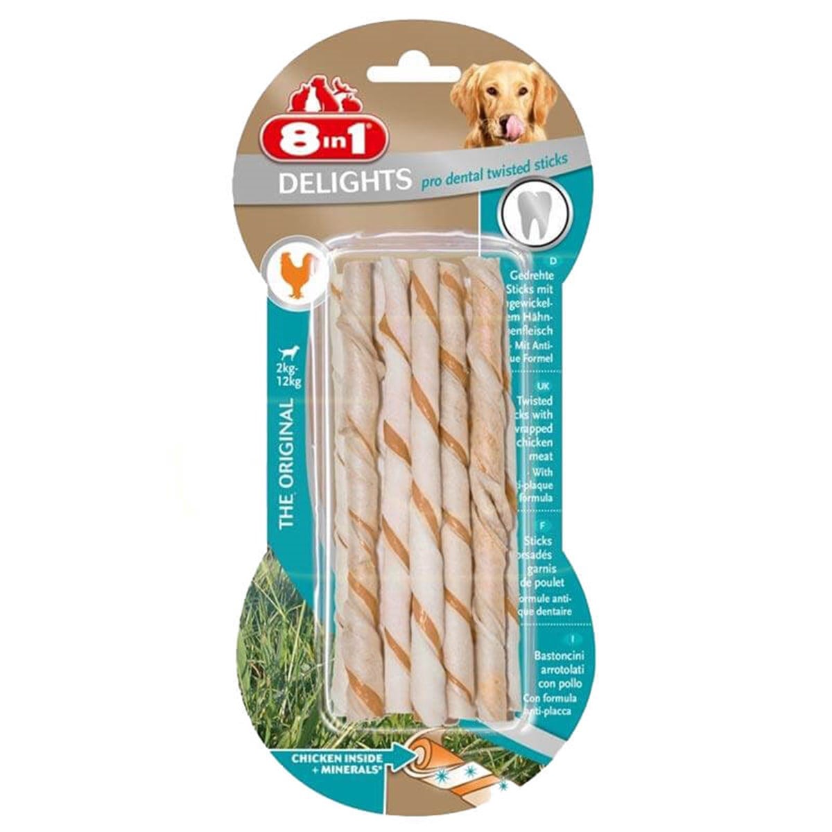 8in1 Delights Pro Dental Twisted Sticks Tavuk Etli Köpek Kemiği 55 gr