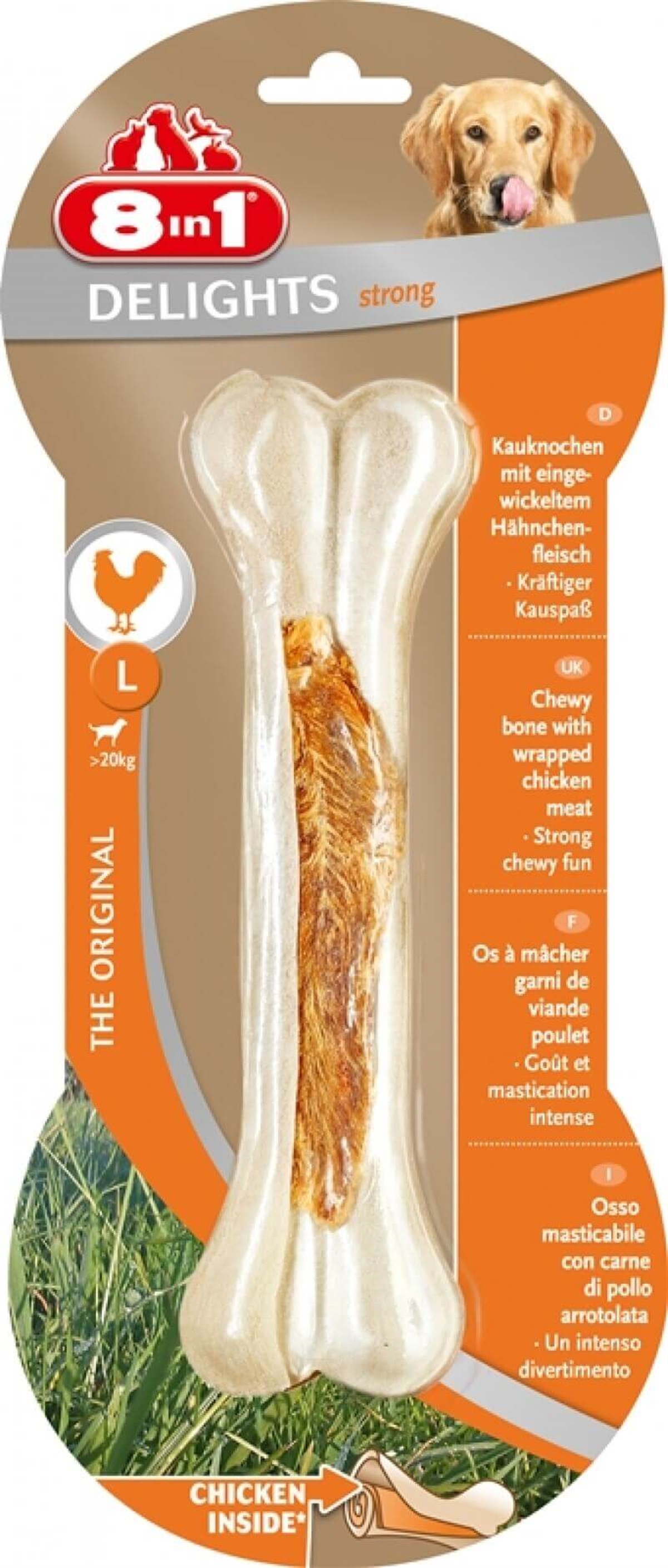 8in1 Delights Strong Tavuklu Sütlü Köpek Kemiği Large 130 gr
