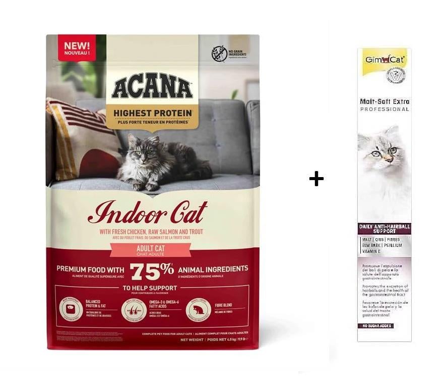 Acana Highest Protein Indoor 4.5 kg Yetişkin Kedi Maması + (Gimcat Malt Soft 100 gr)