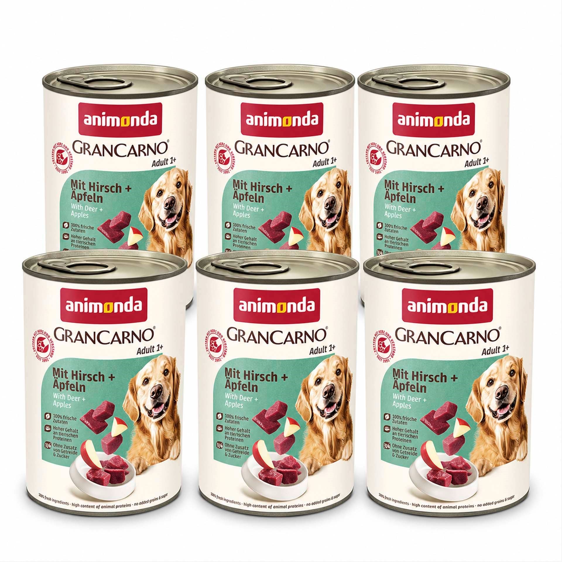 Animonda Gran Carno Elmalı Ve Geyik Etli Yetişkin Köpek Konservesi  400 Gr X 6 adet