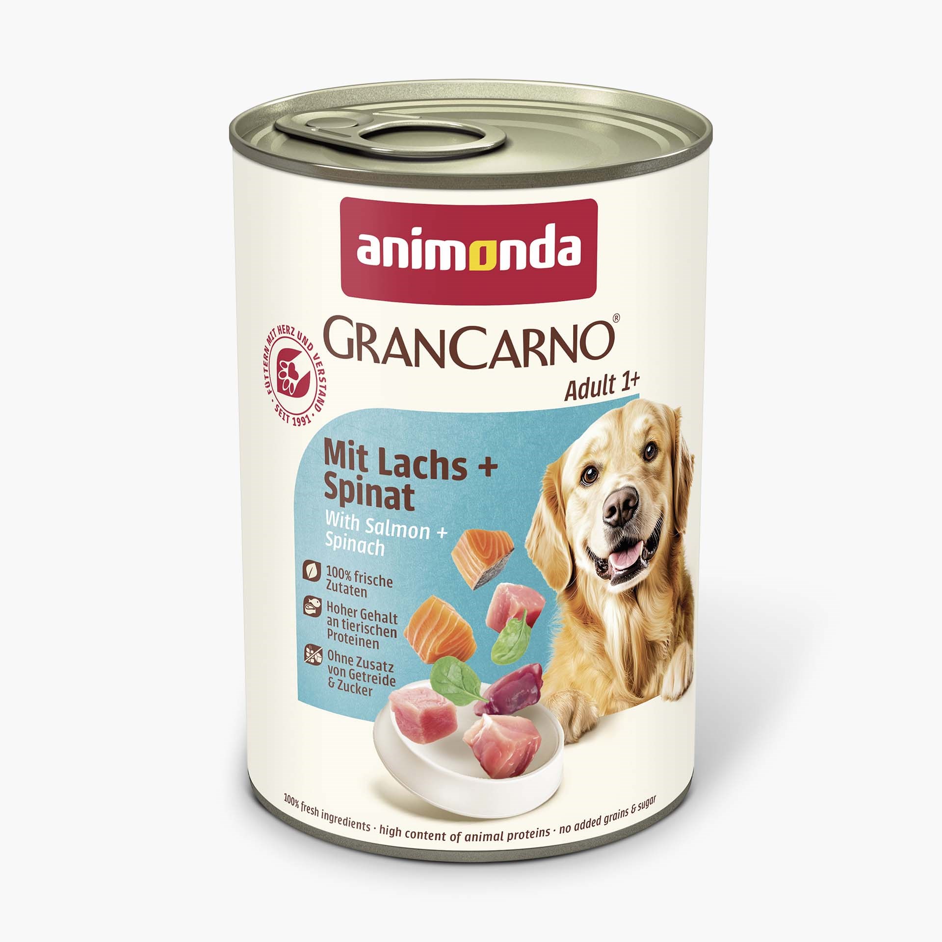 Animonda Gran Carno Ispanaklı Ve Somonlu Yetişkin Köpek Konservesi  400 Gr